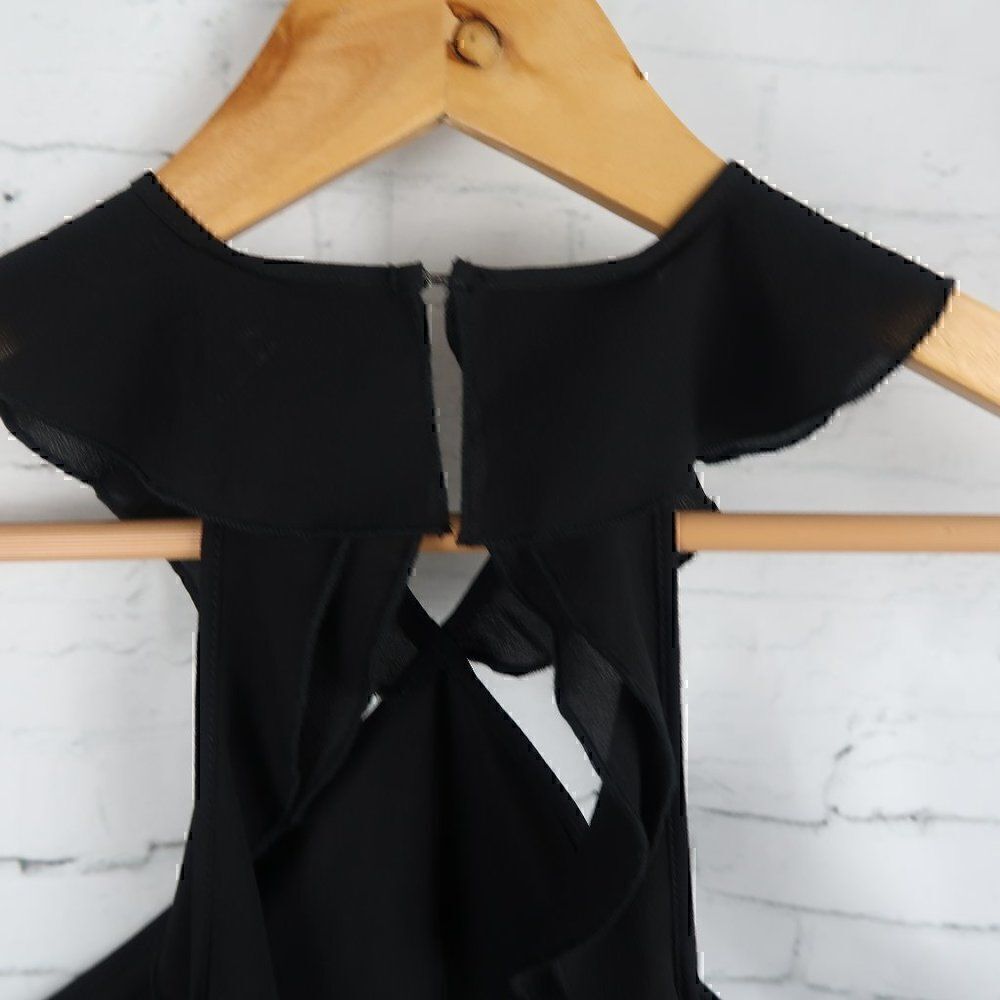 ZARA BLACK RUFFLE NECK SLEEVELESS BODYCON MIDI DRESS SIZE SMALL NWT - Picture 11 of 11